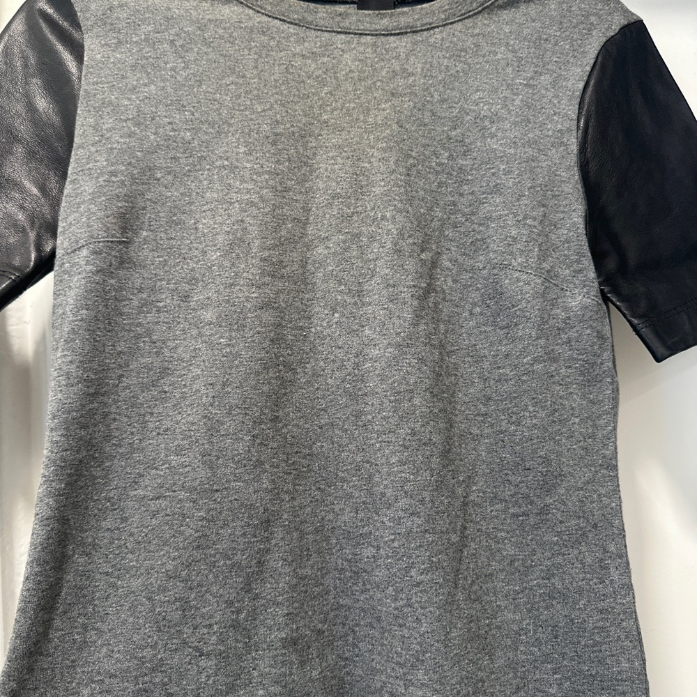 J. Crew Top with Genuine Leather Sleeves